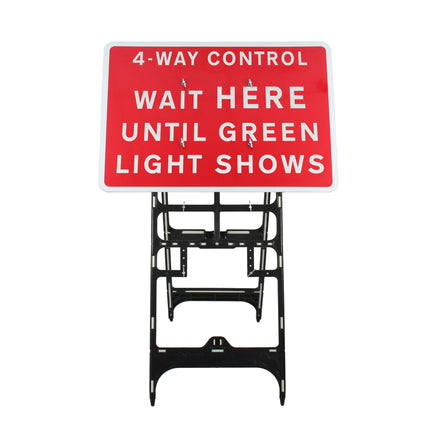 4-Way Control Wait HERE Until Green Light Shows Sign Diagram 7011.1 | Quick Fit (face only) | 1050x750mm