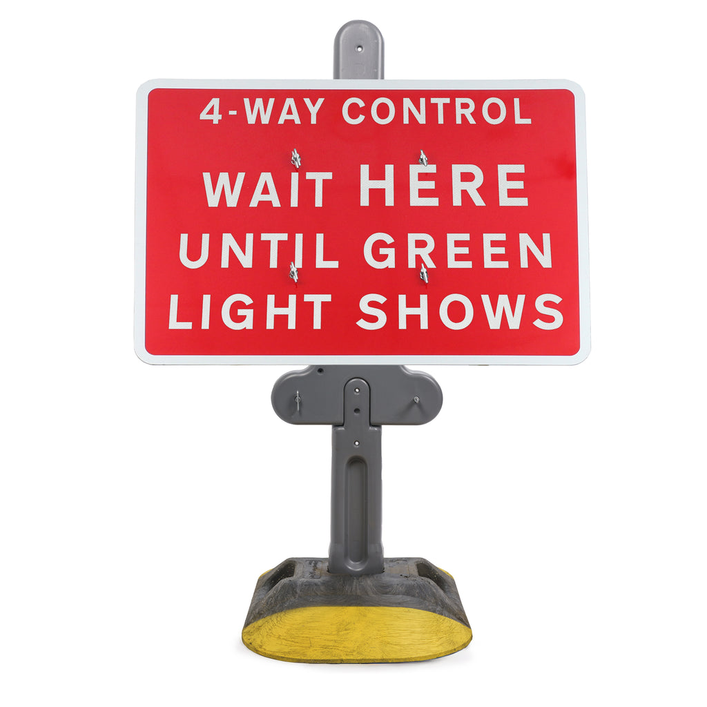 4-Way Control Wait HERE Until Green Light Shows Sign Diagram 7011.1 | Quick Fit (face only) | 1050x750mm