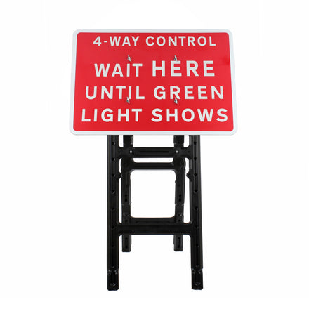 4-Way Control Wait HERE Until Green Light Shows Sign Diagram 7011.1 | Quick Fit (face only) | 1050x750mm