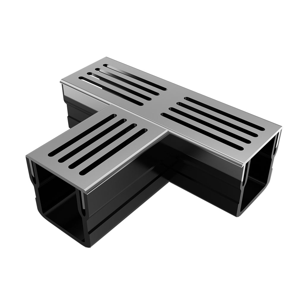 Alusthetic PVC Threshold Drain With Aluminium Grating T Connector