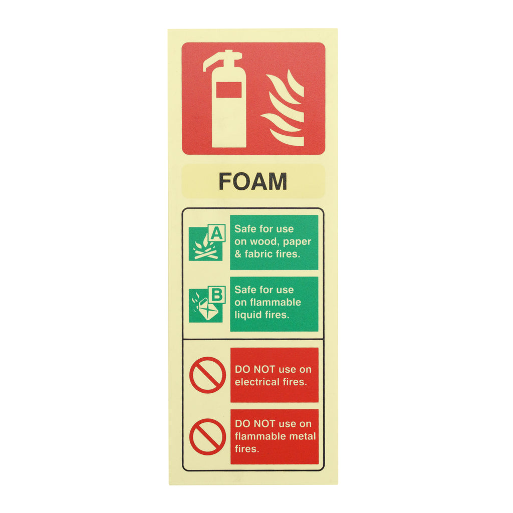 Fire Extinguisher Foam ID Sign Rigid Plastic Portrait - 75mm x 200mm - 102R