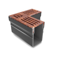 Alusthetic PVC Threshold Drain With Corten Steel Grating Corner Connector