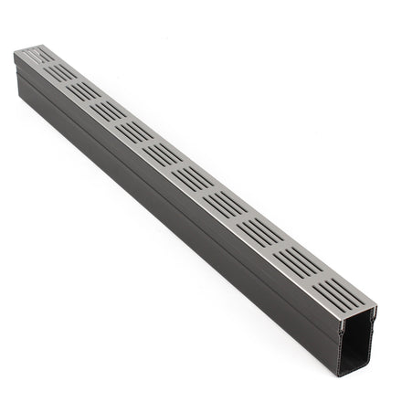 Alusthetic PVC Threshold Drain With Aluminium Grating 1 Metre Length (Silver)