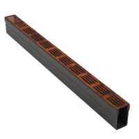 Alusthetic PVC Threshold Drain With Corten Steel Grating 1 Metre Length