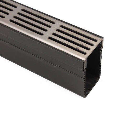 Alusthetic PVC Threshold Drain With Stainless Steel Grating 1 Metre Length