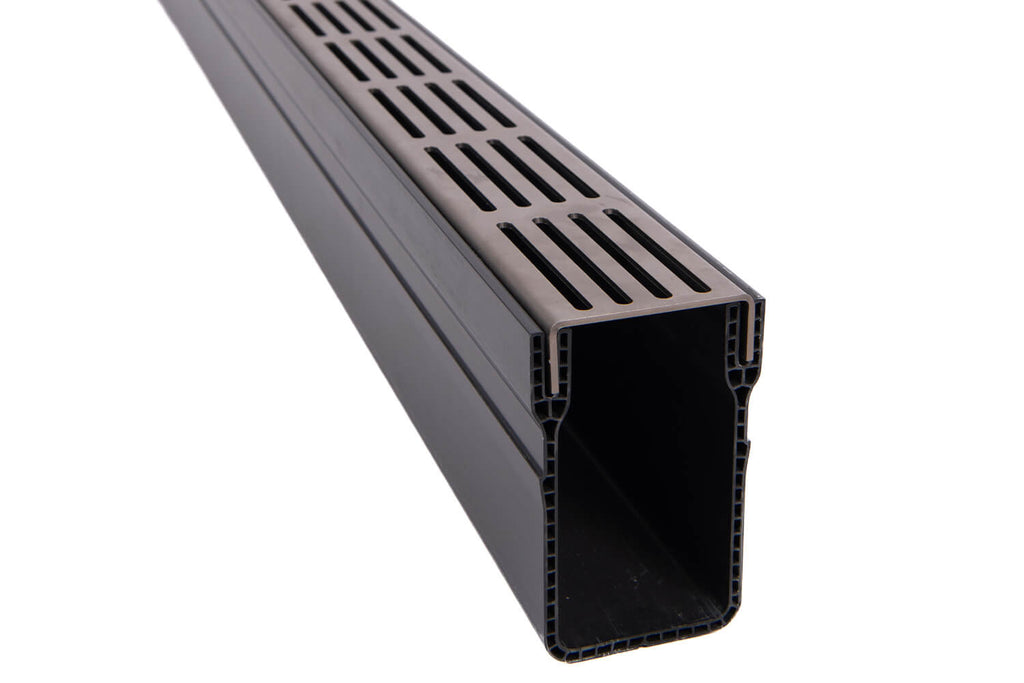 Alusthetic PVC Threshold Drain With Stainless Steel Grating 1 Metre Length