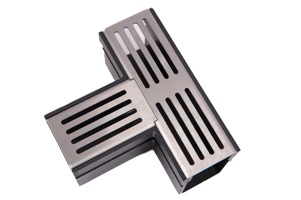 Alusthetic PVC Threshold Drain With Stainless Steel Grating T Connector