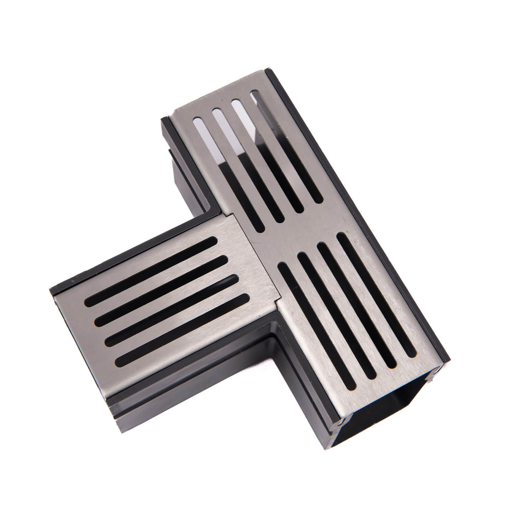 Alusthetic PVC Threshold Drain With Stainless Steel Grating T Connector