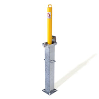 Autopa RetractaPost Galvanised Retractable Bollard External Lock 500mm - Powder Coated Yellow
