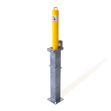 Autopa RetractaPost Galvanised Retractable Bollard External Lock 500mm - Powder Coated Yellow