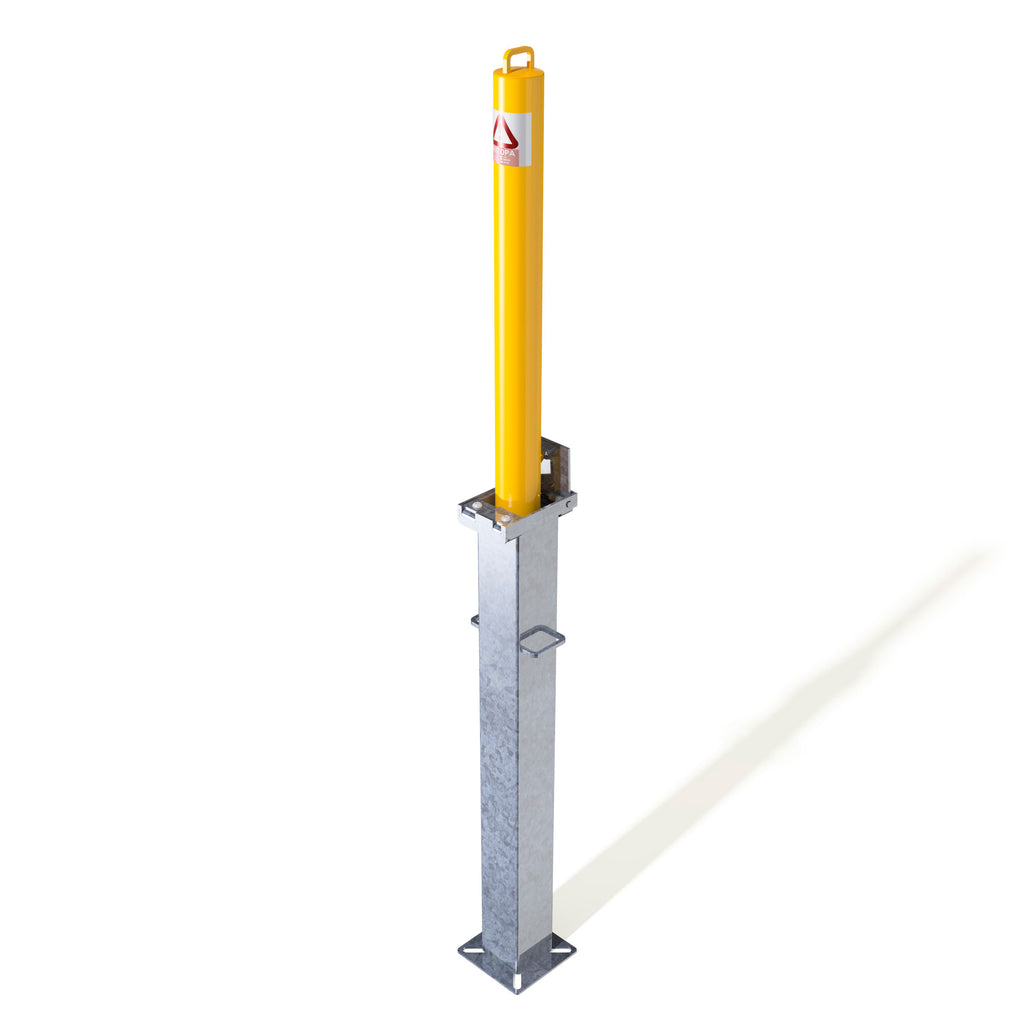 Autopa RetractaPost Galvanised Retractable Bollard External Lock 745mm - Powder Coated Yellow
