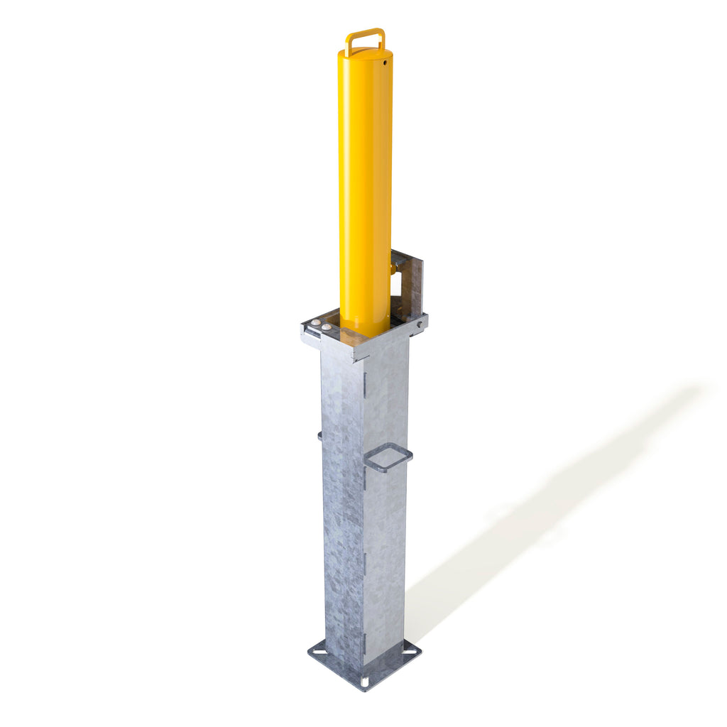 Autopa RetractaPost Galvanised Retractable Bollard External Lock 500mm - Powder Coated Yellow
