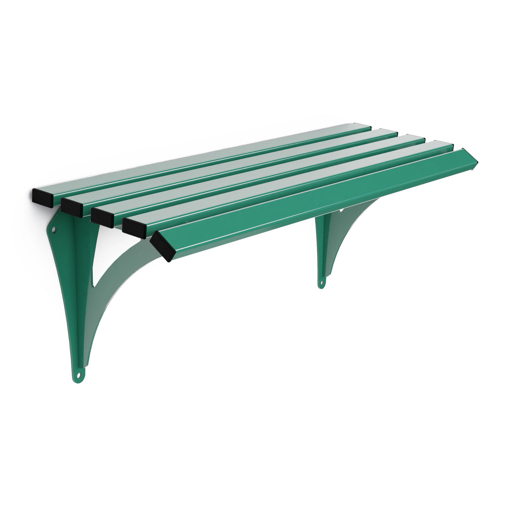 Autopa Drayton Wall Mounted Backless Bench (Galvanised & Powder Coated Moss Green RAL 6005 / 1m)