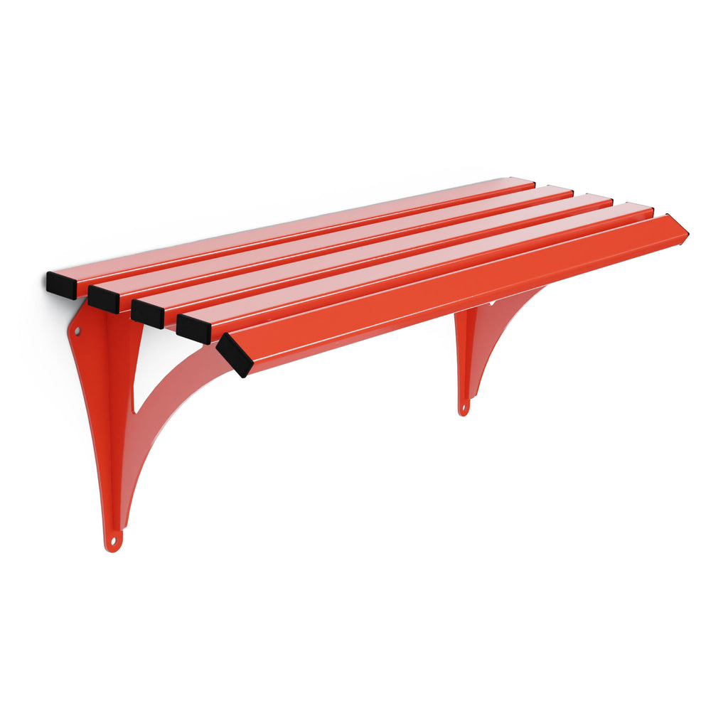 Autopa Drayton Wall Mounted Backless Bench (Galvanised & Powder Coated Traffic Red RAL 3020 / 1m)