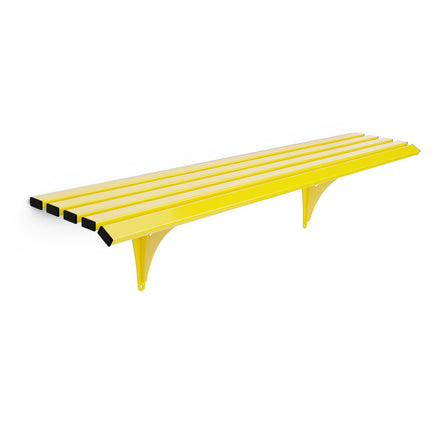 Autopa Drayton Wall Mounted Backless Bench (Galvanised & Powder Coated Colza Yellow RAL 1021 / 1.8m)