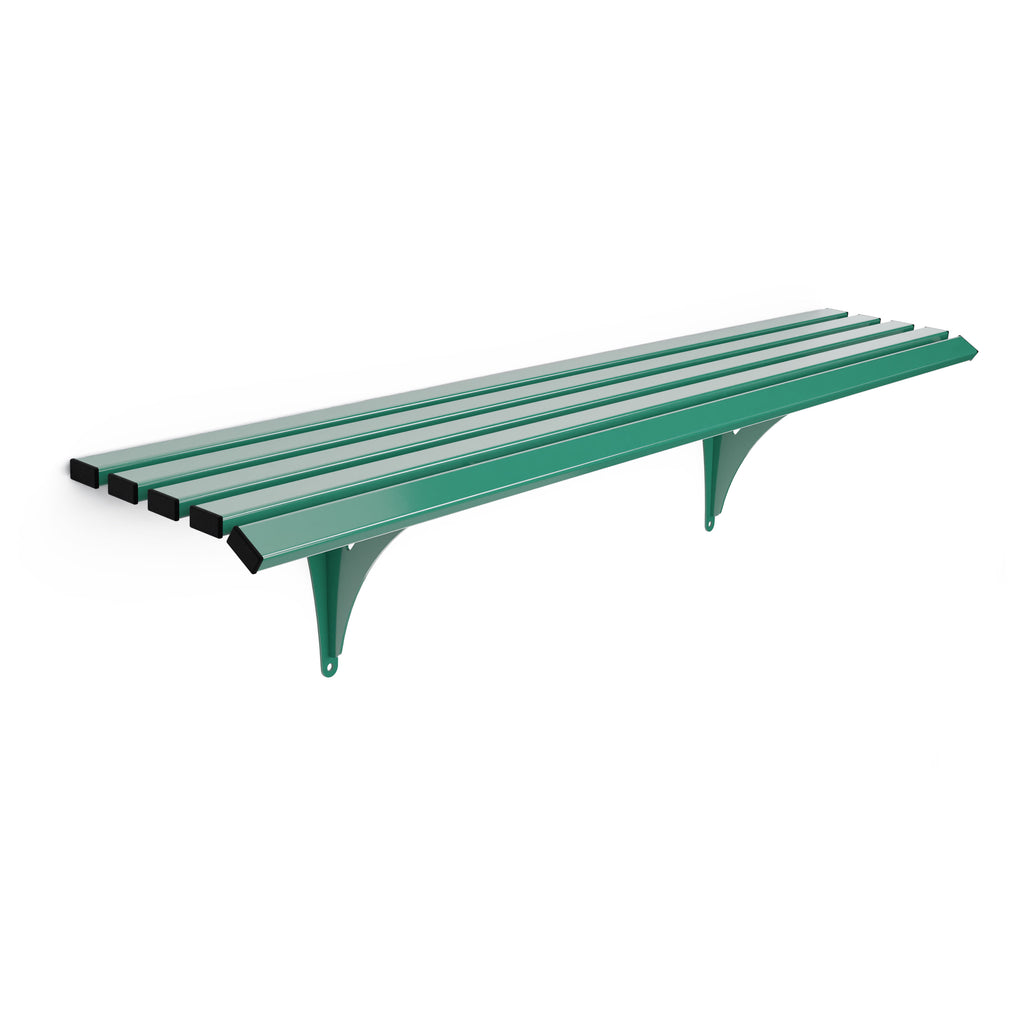 Autopa Drayton Wall Mounted Backless Bench (Galvanised & Powder Coated Moss Green RAL 6005 / 1.8m)