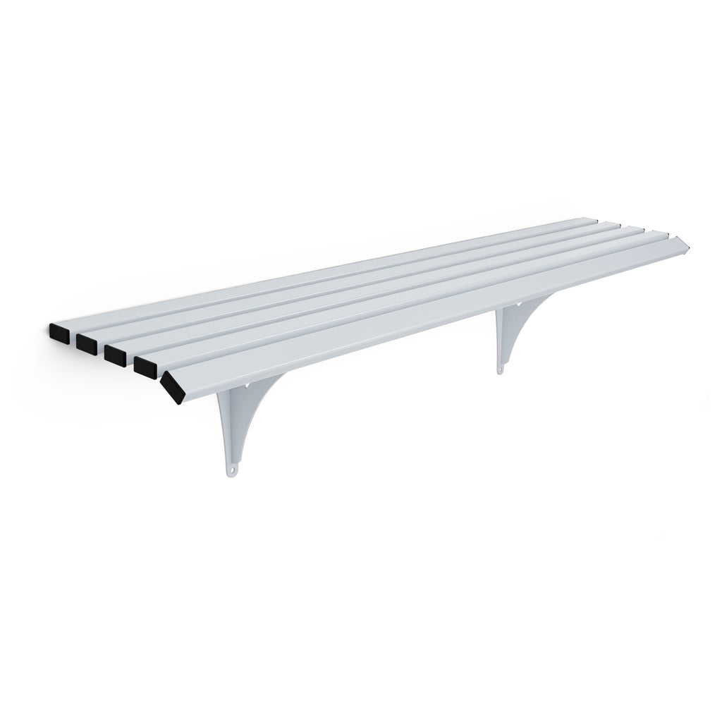 Autopa Drayton Wall Mounted Backless Bench (Galvanised & Powder Coated Silver Grey RAL 7001 / 1.8m)