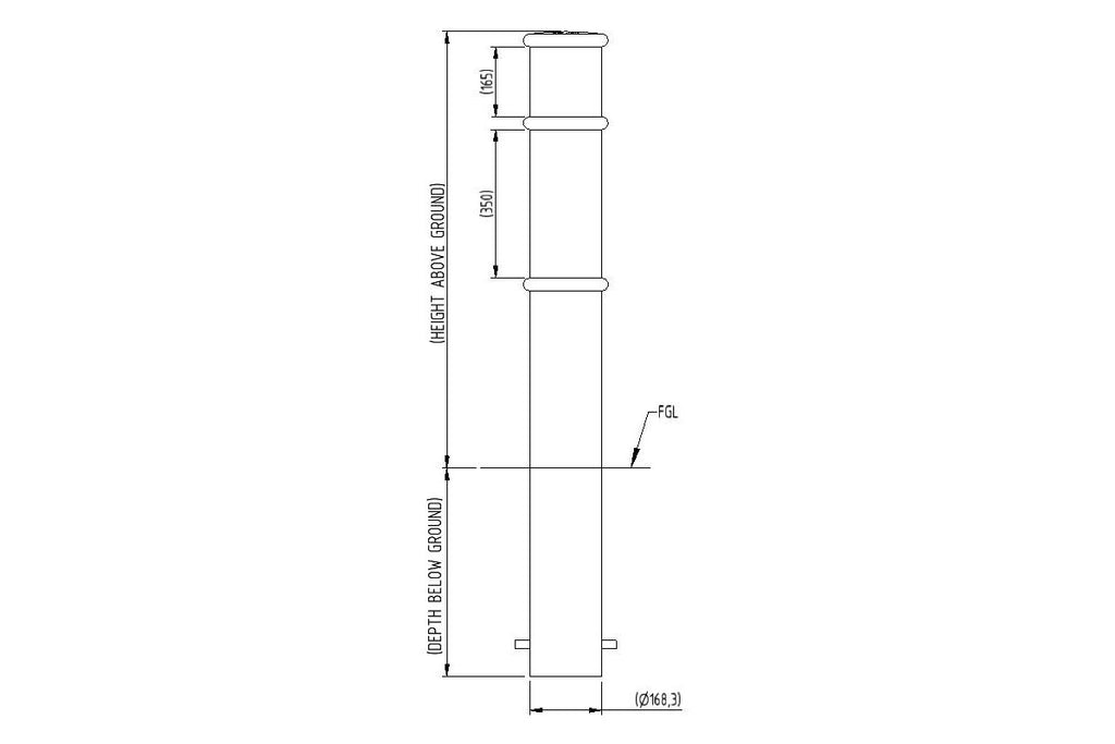 Autopa Ornamental Galvanised Steel Bollard 1000mm - GFC6000 (No Fixings)
