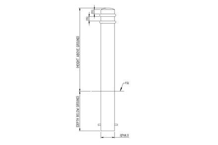 Autopa Ornamental Galvanised Steel Bollard 1000mm - GFC6R (No Fixings)