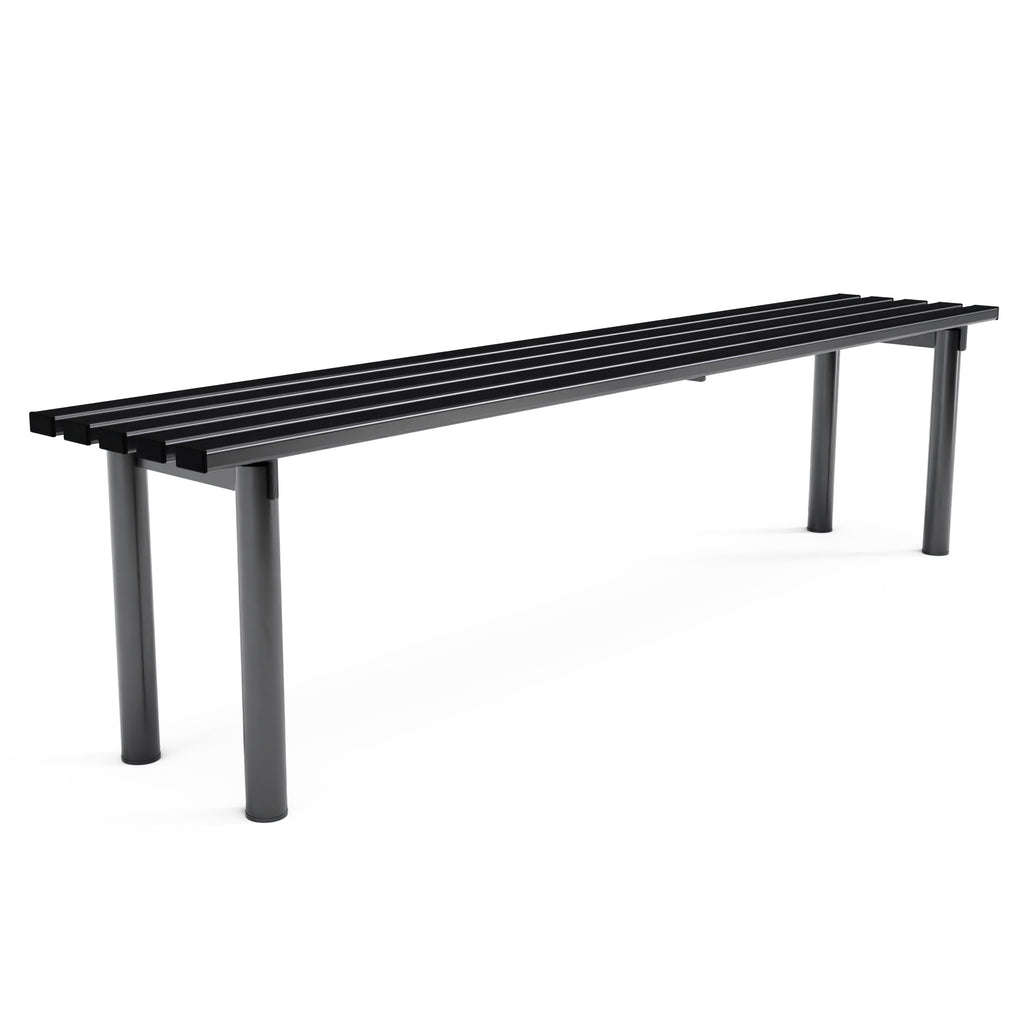 Autopa Haddon Backless Bench 1.8m (Cast In / Galvanised & Powder Coated Jet Black RAL 9005)