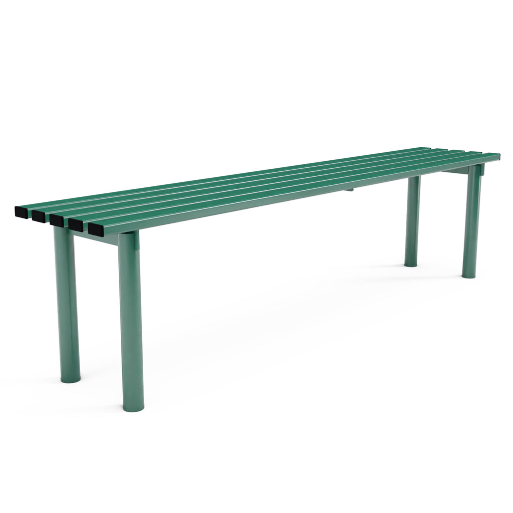 Autopa Haddon Backless Bench 1.8m (Cast In / Galvanised & Powder Coated Moss Green RAL 6005)