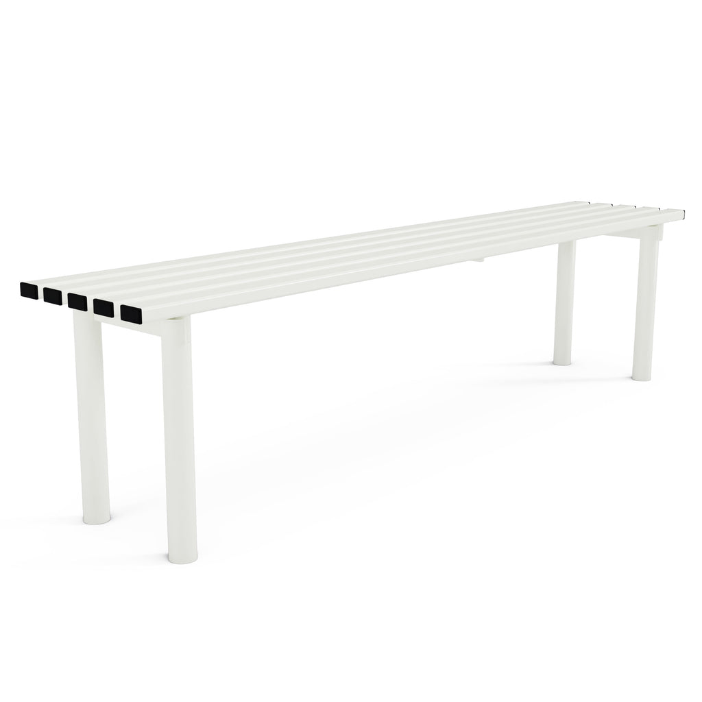 Autopa Haddon Backless Bench 1.8m (Cast In / Galvanised & Powder Coated Pure White RAL 9010)