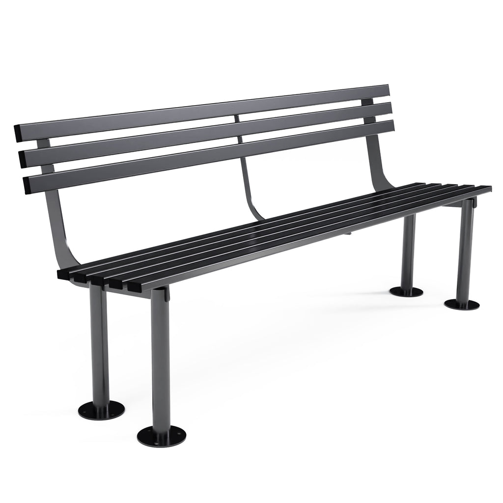 Autopa Haddon Seat Bench 1.8m (Bolt Down / Galvanised & Powder Coated Jet Black RAL 9005)