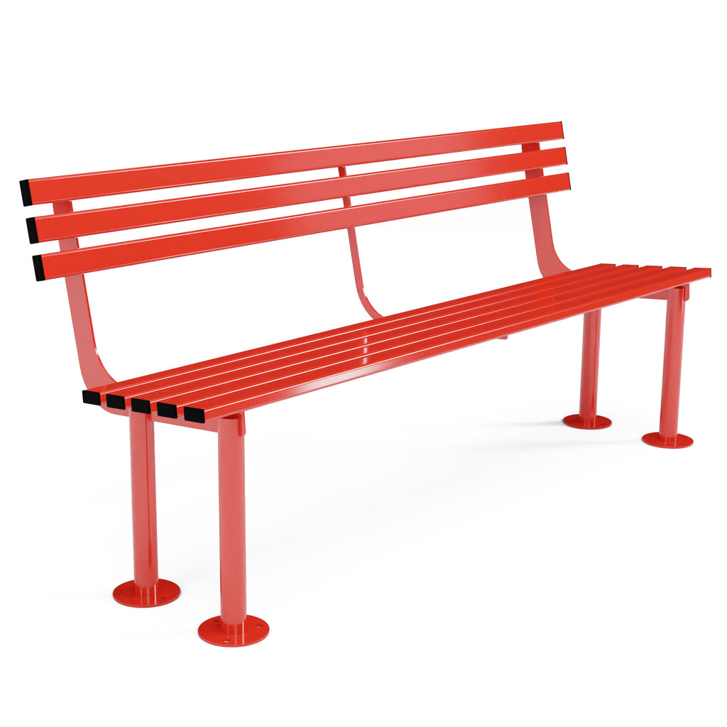 Autopa Haddon Seat Bench 1.8m (Bolt Down / Galvanised & Powder Coated Traffic Red RAL 3020)