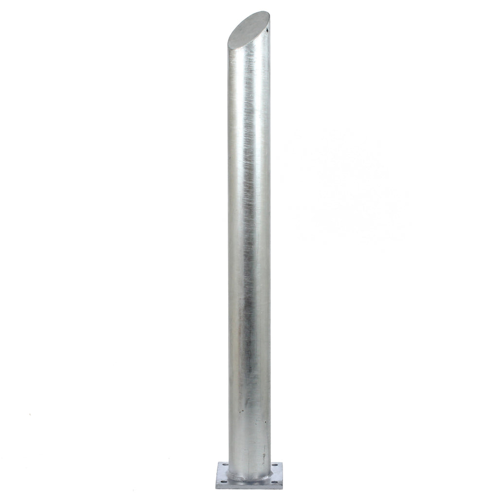 Galvanised Mitre Top Bollard - 1 Metre Tall - Autopa (Flanged (Bolt Down) / 76mm)