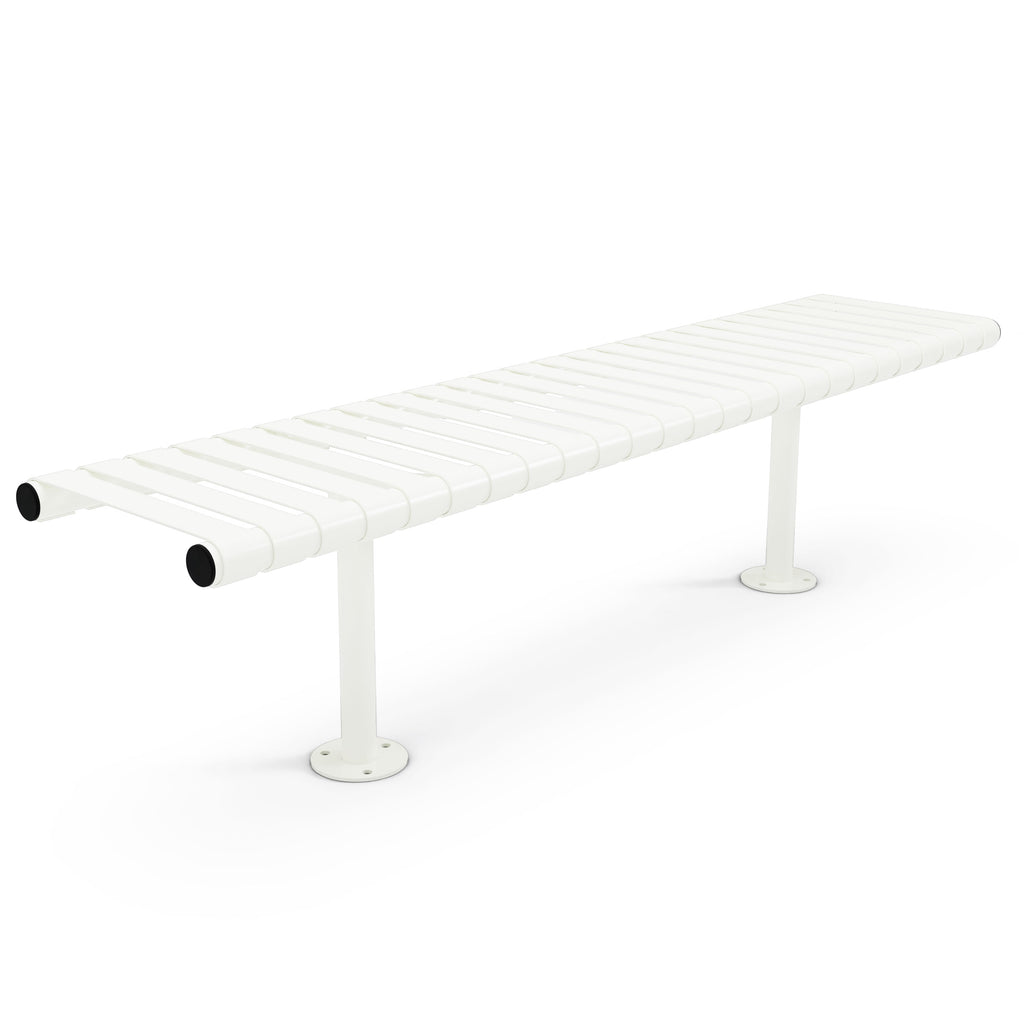 Autopa Rockingham Backless Bench 1.75m (Bolt Down / 300 / Galvanised & Powder Coated Pure White RAL 9010)