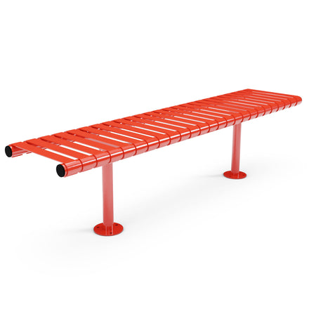 Autopa Rockingham Backless Bench 1.75m (Bolt Down / 300 / Galvanised & Powder Coated Traffic Red RAL 3020)