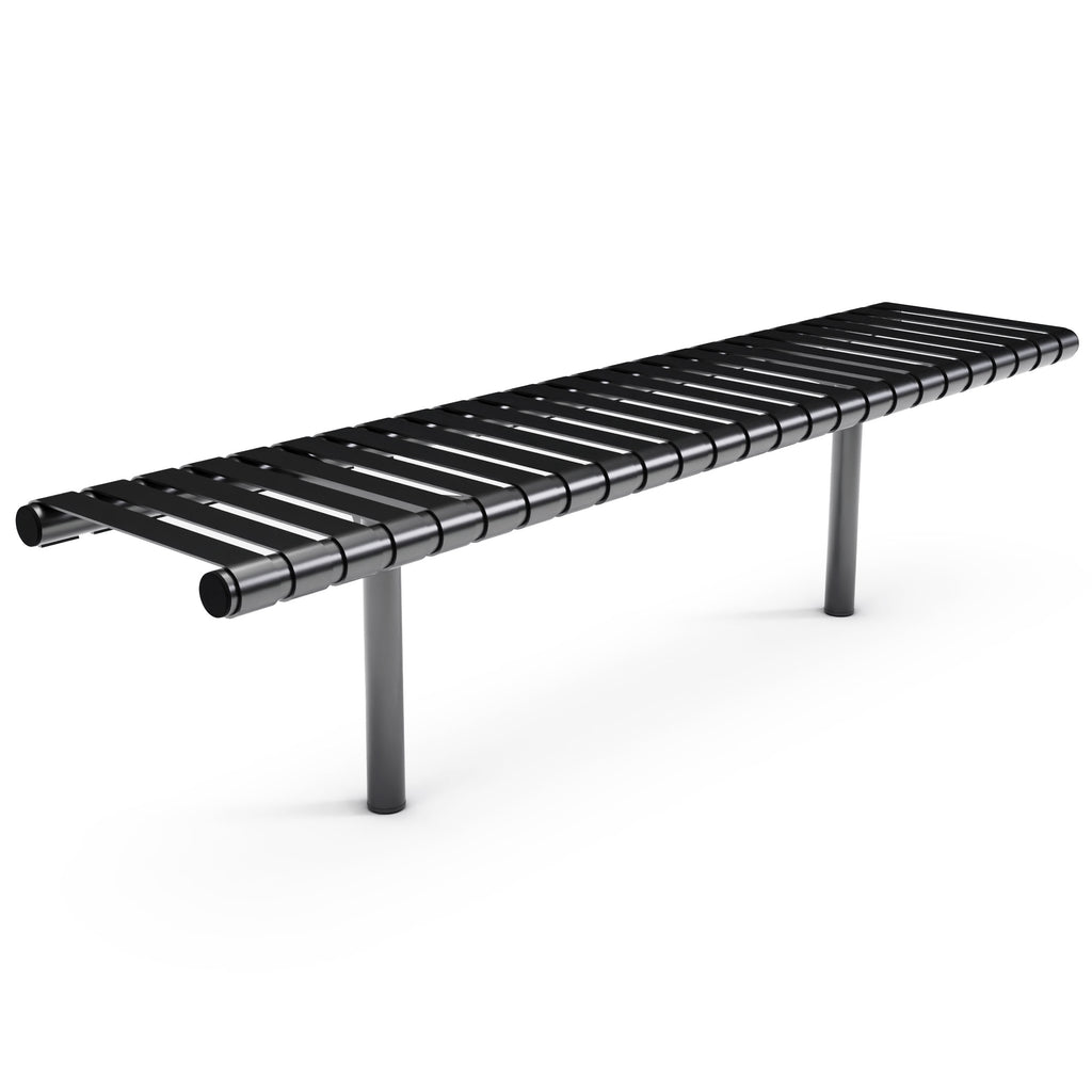 Autopa Rockingham Backless Bench 1.75m (Cast In / 300 / Galvanised & Powder Coated Jet Black RAL 9005)