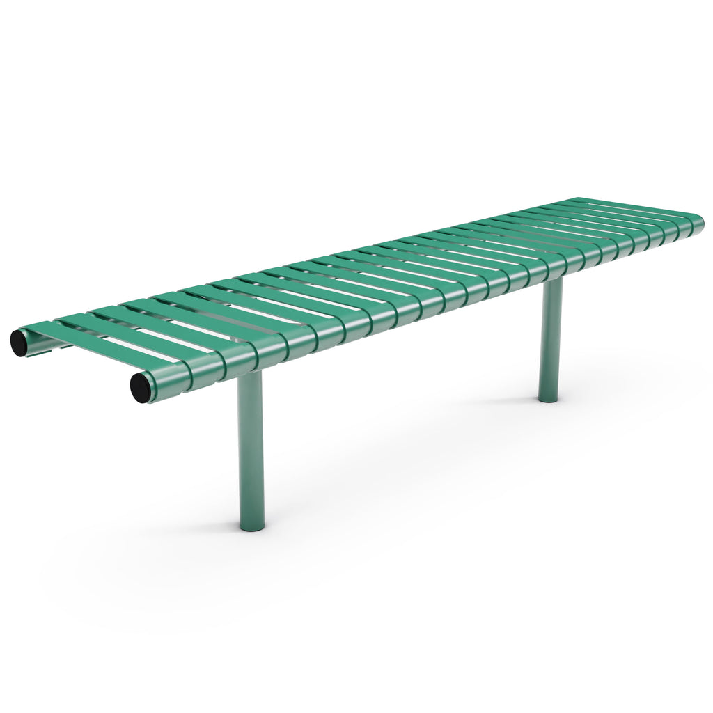 Autopa Rockingham Backless Bench 1.75m (Cast In / 300 / Galvanised & Powder Coated Moss Green RAL 6005)