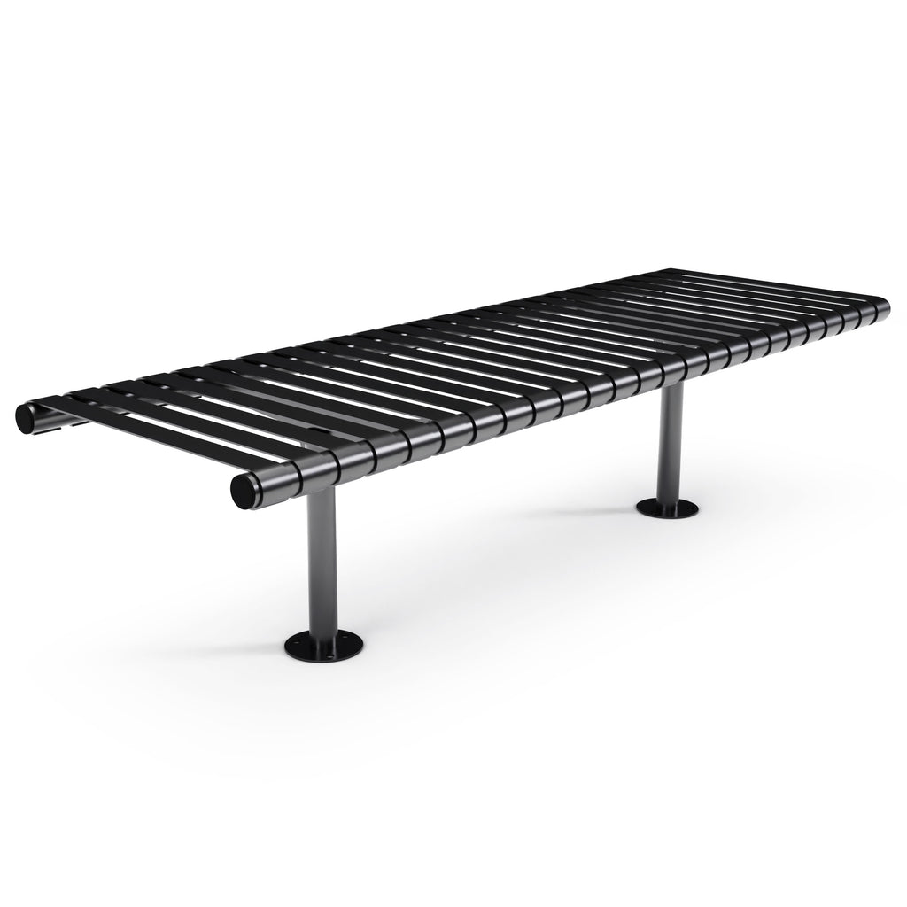 Autopa Rockingham Backless Bench 1.75m (Bolt Down / 600 / Galvanised & Powder Coated Jet Black RAL 9005)