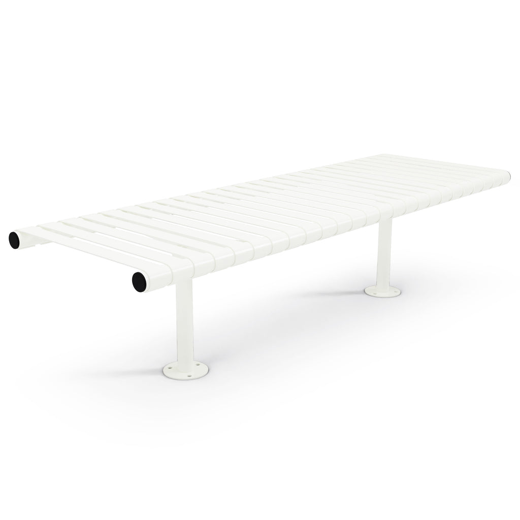 Autopa Rockingham Backless Bench 1.75m (Bolt Down / 600 / Galvanised & Powder Coated Pure White RAL 9010)