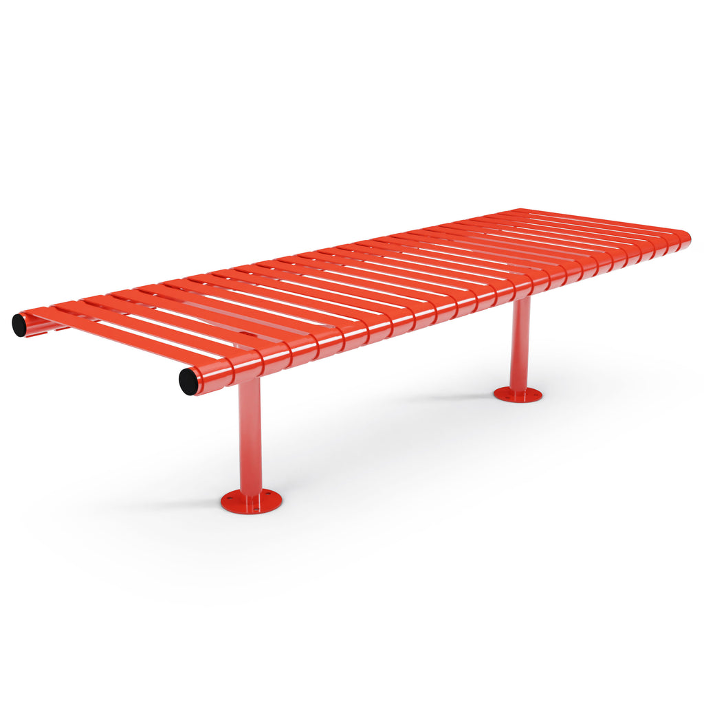 Autopa Rockingham Backless Bench 1.75m (Bolt Down / 600 / Galvanised & Powder Coated Traffic Red RAL 3020)