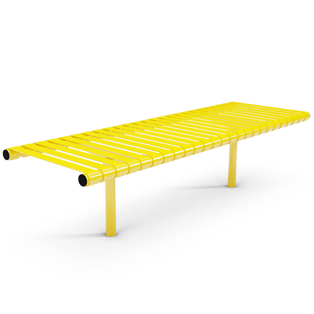 Autopa Rockingham Backless Bench 1.75m (Cast In / 600 / Galvanised & Powder Coated Colza Yellow RAL 1021)