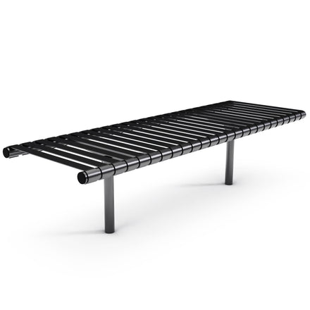 Autopa Rockingham Backless Bench 1.75m (Cast In / 600 / Galvanised & Powder Coated Jet Black RAL 9005)