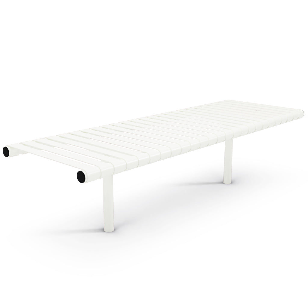 Autopa Rockingham Backless Bench 1.75m (Cast In / 600 / Galvanised & Powder Coated Pure White RAL 9010)