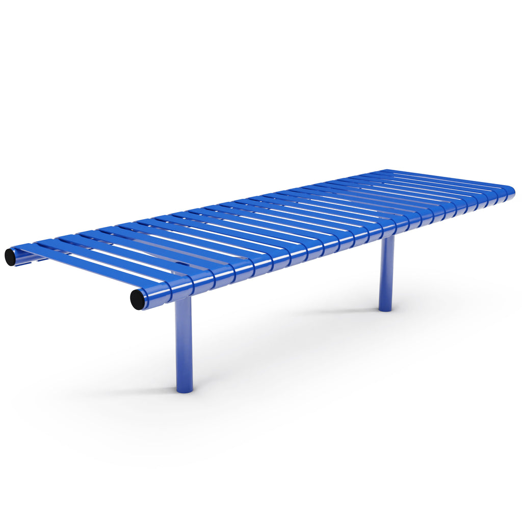 Autopa Rockingham Backless Bench 1.75m (Cast In / 600 / Galvanised & Powder Coated Traffic Blue RAL 5017)