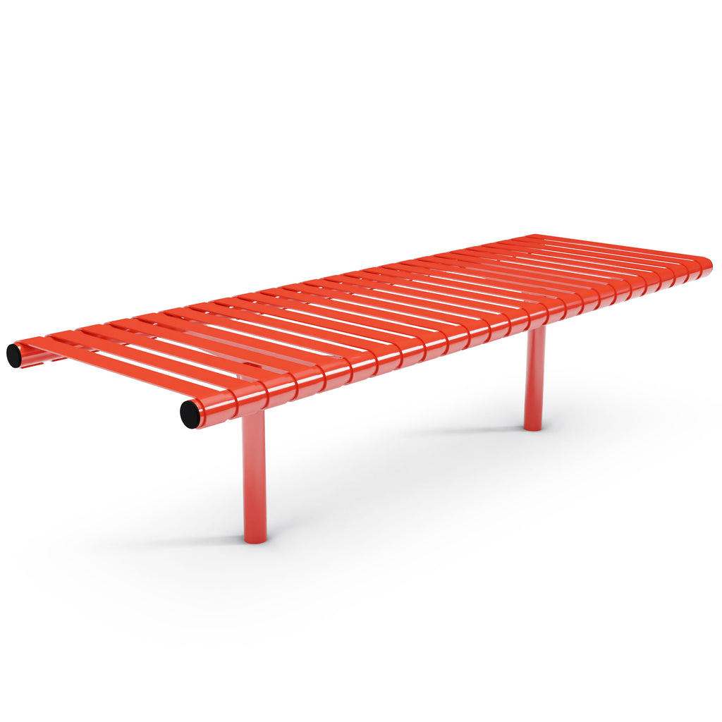 Autopa Rockingham Backless Bench 1.75m (Cast In / 600 / Galvanised & Powder Coated Traffic Red RAL 3020)