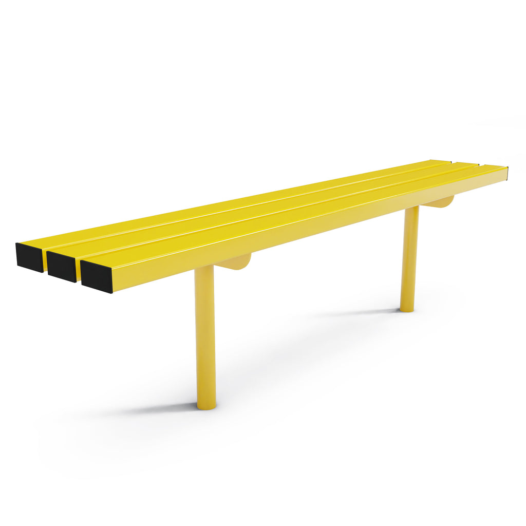 Autopa Triton Backless Bench 1.8m (Cast In / Galvanised & Powder Coated Colza Yellow RAL 1021)