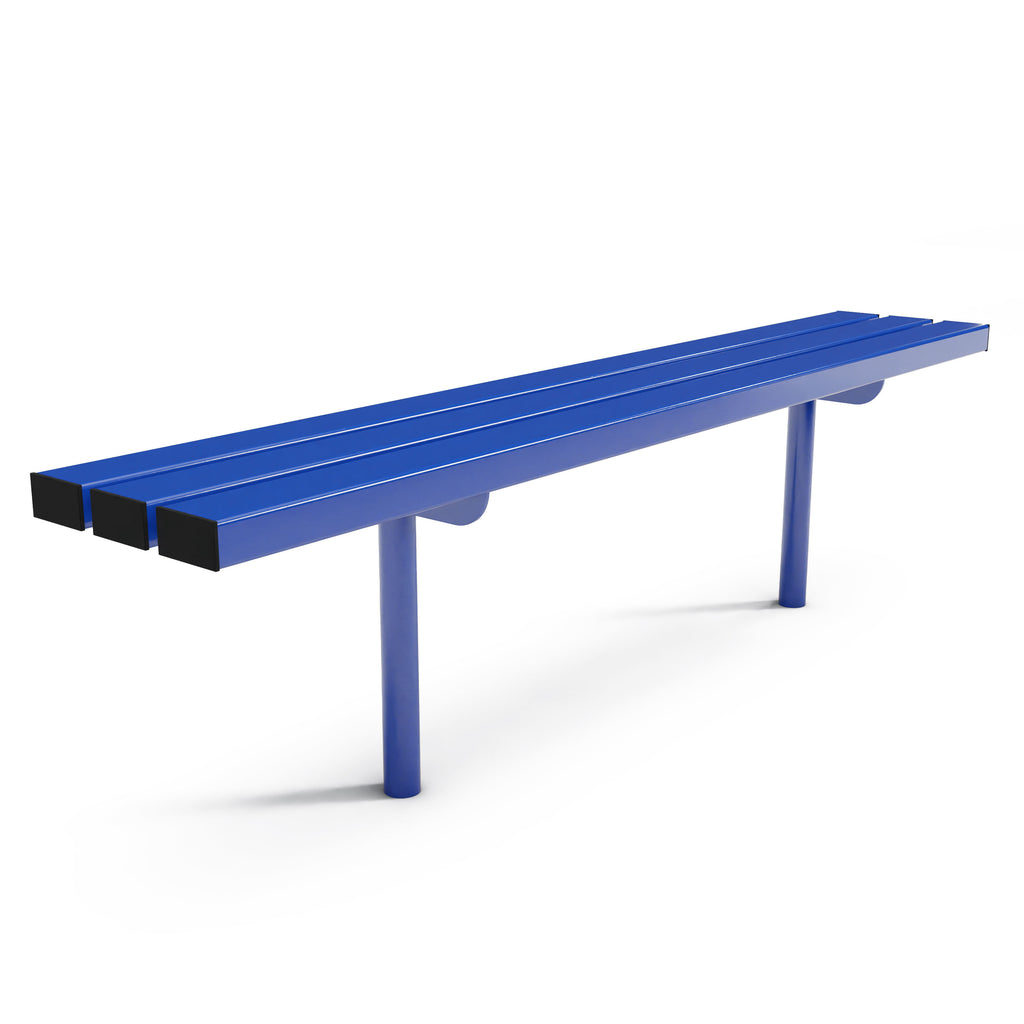 Autopa Triton Backless Bench 1.8m (Cast In / Galvanised & Powder Coated Traffic Blue RAL 5017)