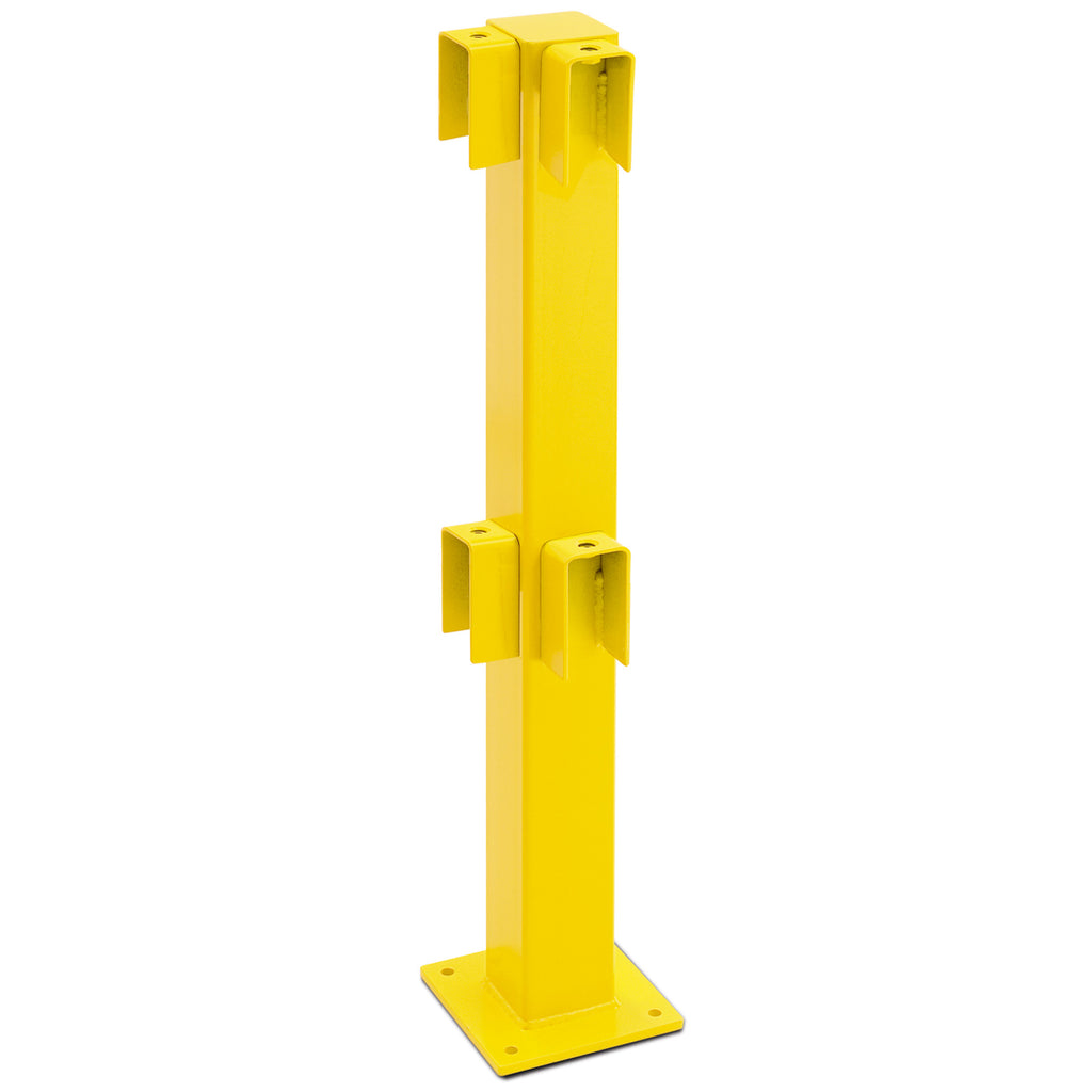 Black Bull HD Impact Protection Railing System Post (1000mm / Powder Coated Yellow / Corner Post)