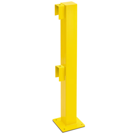 Black Bull HD Impact Protection Railing System Post (1000mm / Powder Coated Yellow / End Post)