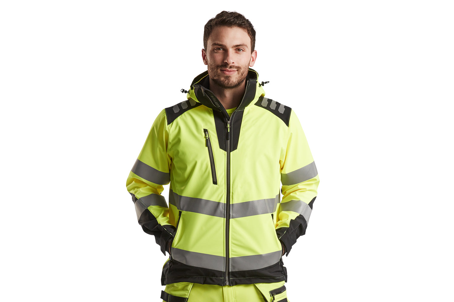Blaklader 4491 Hi-Vis Orange/Navy Blue Softshell Jacket | Start