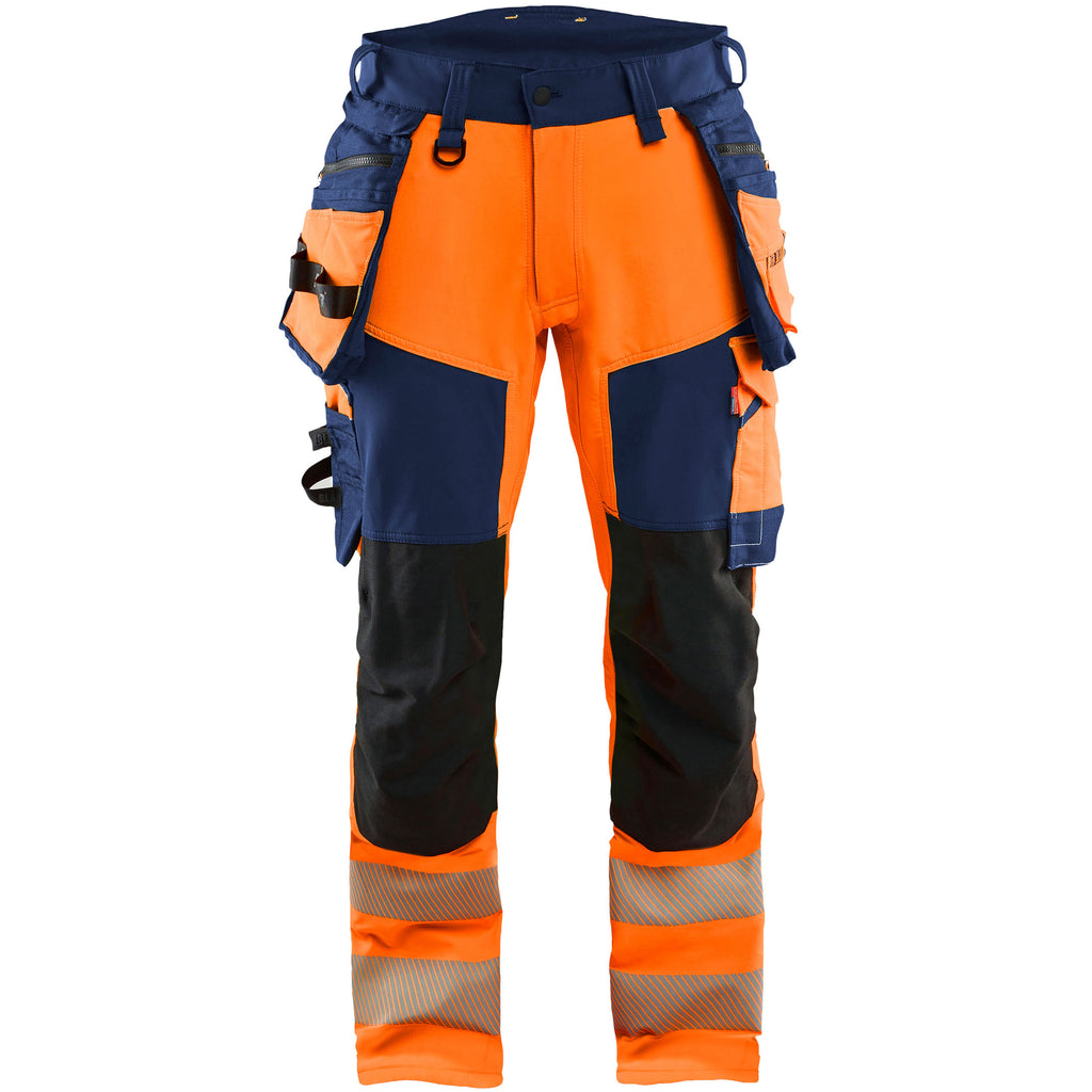 Blaklader 1122 Hi Vis Trousers 4 Way Stretch Hi Vis Orange Navy Blue Main