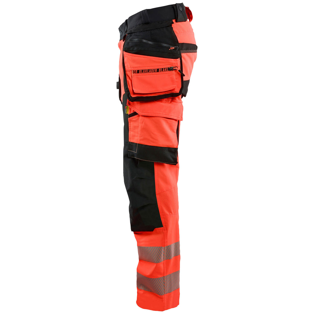 Blaklader 1122 Hi-Vis Red/Black Trousers 4-Way Stretch With Holster Pockets