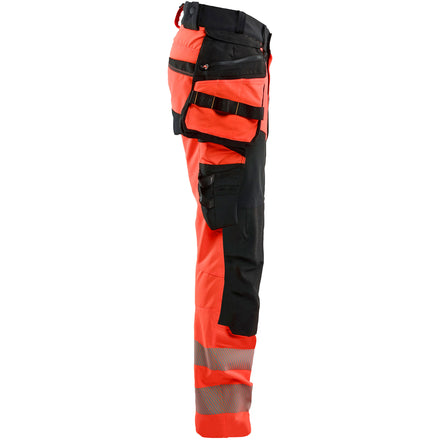 Blaklader 1122 Hi-Vis Red/Black Trousers 4-Way Stretch With Holster Pockets