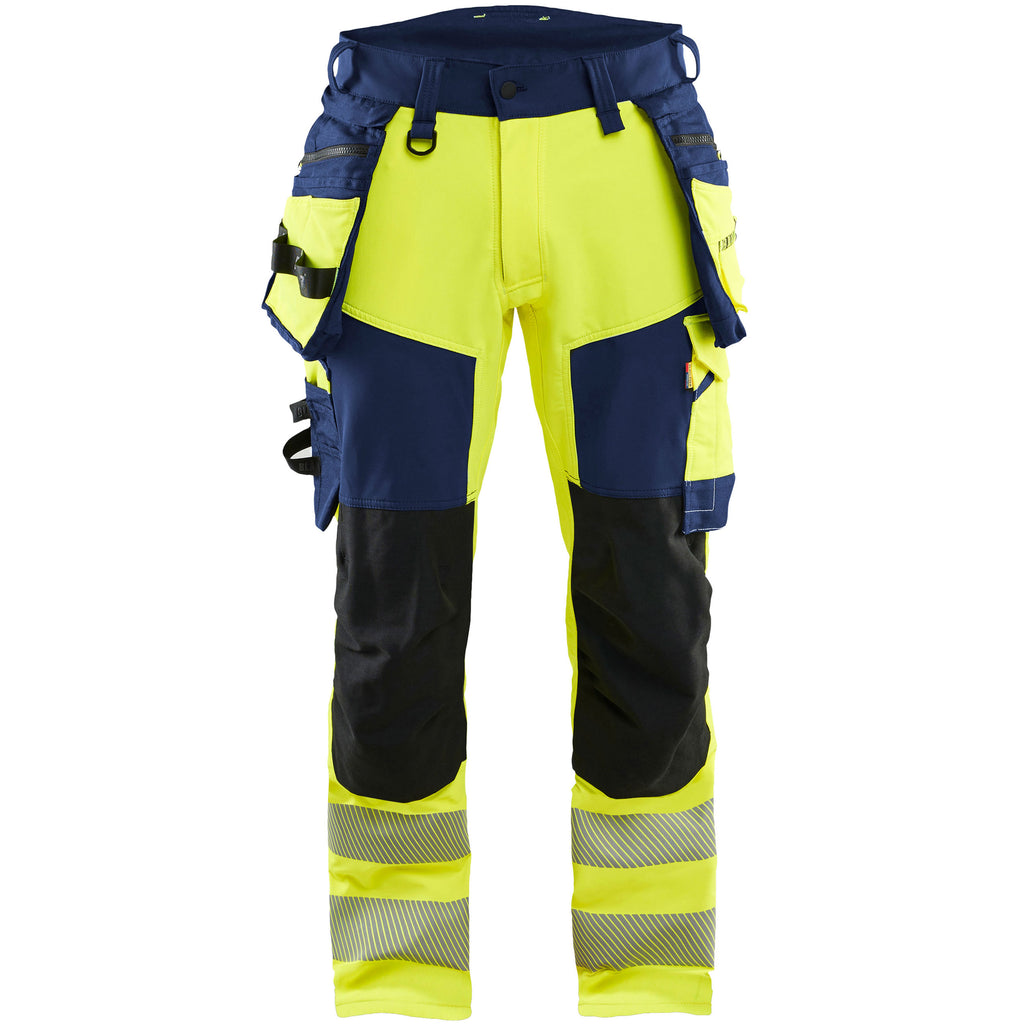 Blaklader 1122 Hi Vis Trousers 4 Way Stretch Hi Vis Yellow Navy Blue Main